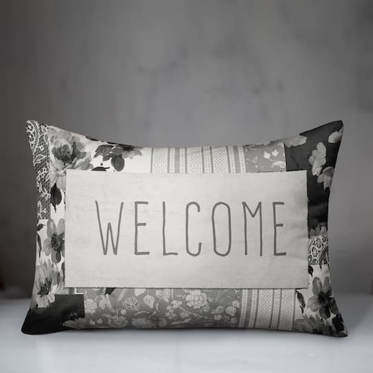 Spring Floral Patchwork Pillow 14" x 20" Throw Pillow